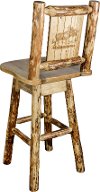 MWGCBSWSNRLZMOOSE Rustic Pine Swivel Bar Stool with Laser Engraved Moose - Glacier