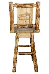 MWGCBSWSNRLZMOOSE Rustic Pine Swivel Bar Stool with Laser Engraved Moose - Glacier-2