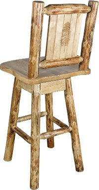 MWGCBSWSNRLZPINE Rustic Swivel Bar Stool with Laser Engraved Pine Tree - Glacier