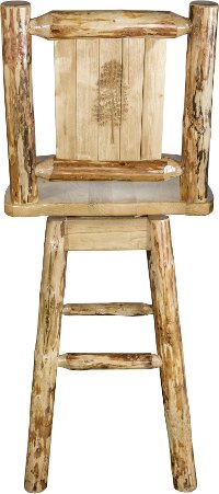 MWGCBSWSNRLZPINE Rustic Swivel Bar Stool with Laser Engraved Pine Tree - Glacier-2