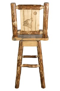 MWGCBSWSNRLZWOLF Rustic Pine Swivel Bar Stool with Laser Engraved Wolf - Glacier-2