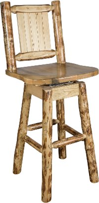 MWGCBSWSNRLZWOLF Rustic Pine Swivel Bar Stool with Laser Engraved Wolf - Glacier-4