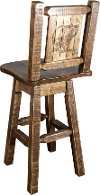 MWHCBSWSNRSLLZBEAR Rustic Swivel Bar Stool with Laser Engraved Bear - Homestead