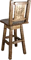 Rustic Swivel Bar Stool with Laser Engraved Bear - Homestead