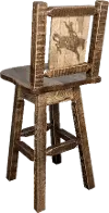 Rustic Swivel Bar Stool with Laser Engraved Bronc - Homestead