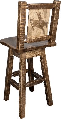 MWHCBSWSNRSLLZBRONC Rustic Swivel Bar Stool with Laser Engraved Bronc - Homestead-1