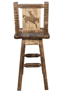 MWHCBSWSNRSLLZBRONC Rustic Swivel Bar Stool with Laser Engraved Bronc - Homestead-2