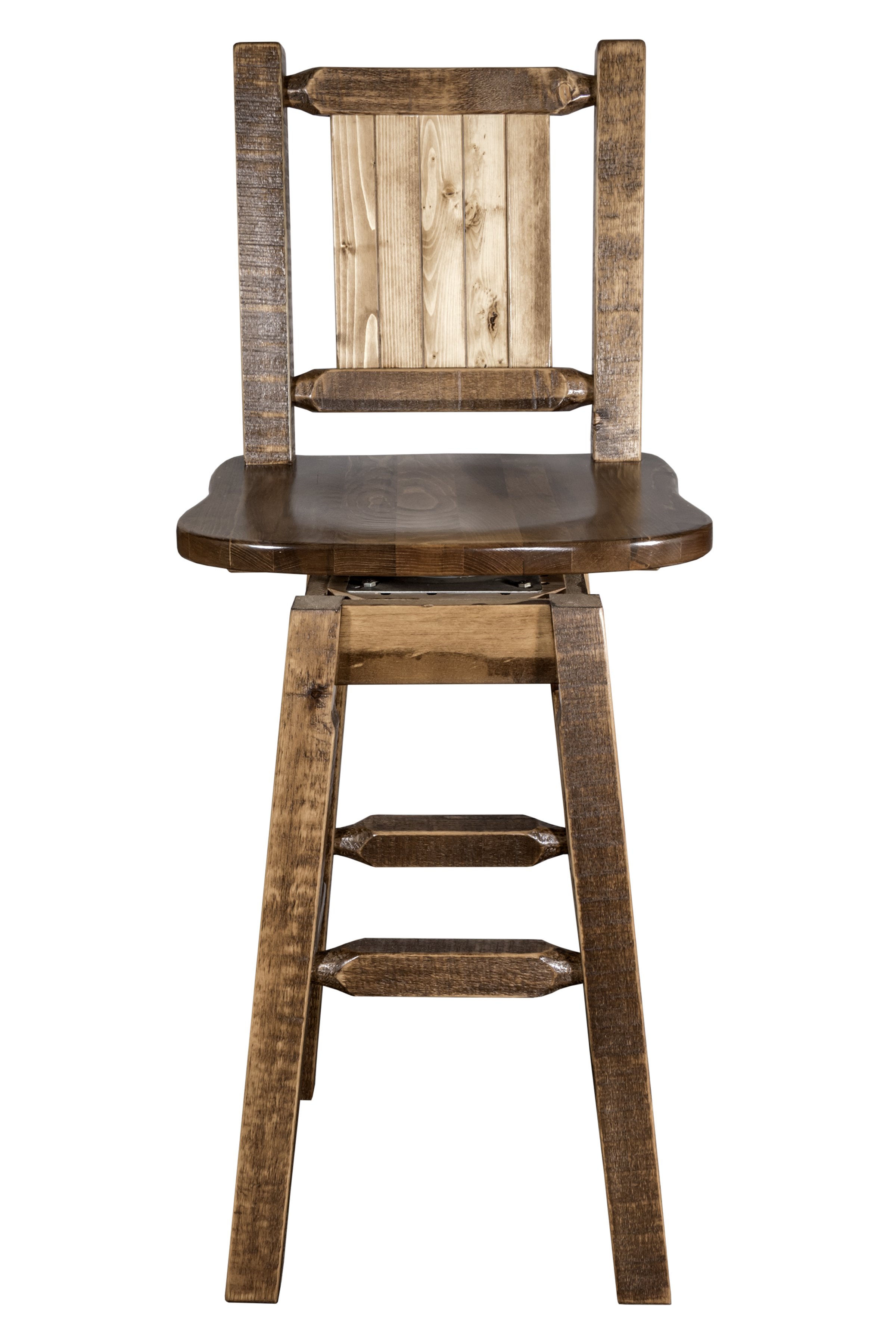 Rustic Swivel Bar Stool with Laser Engraved Bronc - Homestead-4