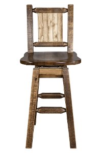 MWHCBSWSNRSLLZBRONC Rustic Swivel Bar Stool with Laser Engraved Bronc - Homestead-4