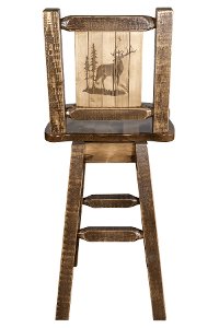 MWHCBSWSNRSLLZELK Rustic Swivel Bar Stool with Laser Engraved Elk - Homestead-2