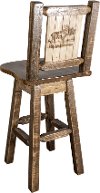 MWHCBSWSNRSLLZMOOSE Rustic Swivel Bar Stool with Laser Engraved Moose - Homestead