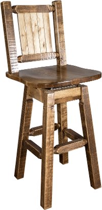 MWHCBSWSNRSLLZMOOSE Rustic Swivel Bar Stool with Laser Engraved Moose - Homestead-2