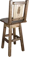 Rustic Swivel Bar Stool with Laser Engraved Pine Tree - Homestead