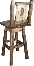 Rustic Swivel Bar Stool with Laser Engraved Pine Tree - Homestead