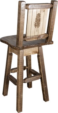 MWHCBSWSNRSLLZPINE Rustic Swivel Bar Stool with Laser Engraved Pine Tree - Homestead-1