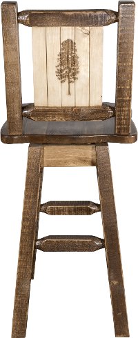 MWHCBSWSNRSLLZPINE Rustic Swivel Bar Stool with Laser Engraved Pine Tree - Homestead-2