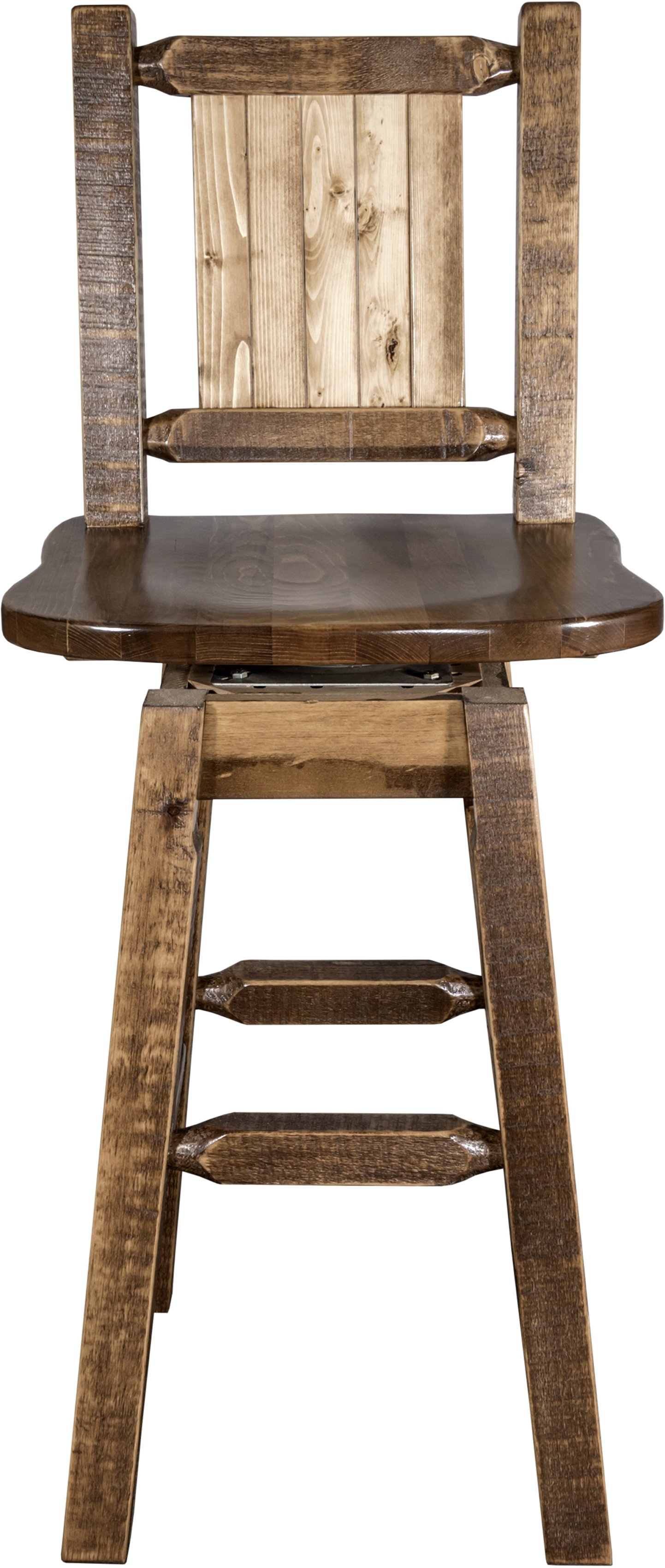 Rustic Swivel Bar Stool with Laser Engraved Wolf - Homestead-3