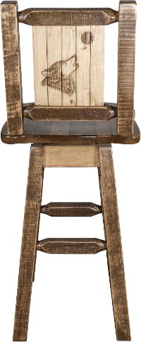 MWHCBSWSNRSLLZWOLF Rustic Swivel Bar Stool with Laser Engraved Wolf - Homestead-5