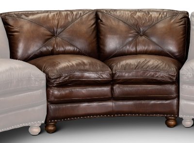 Classic Brown Curved Armless Leather Loveseat - Suffolk
