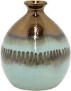 Clearance 12 Inch Two Tone Aqua and Copper Vase