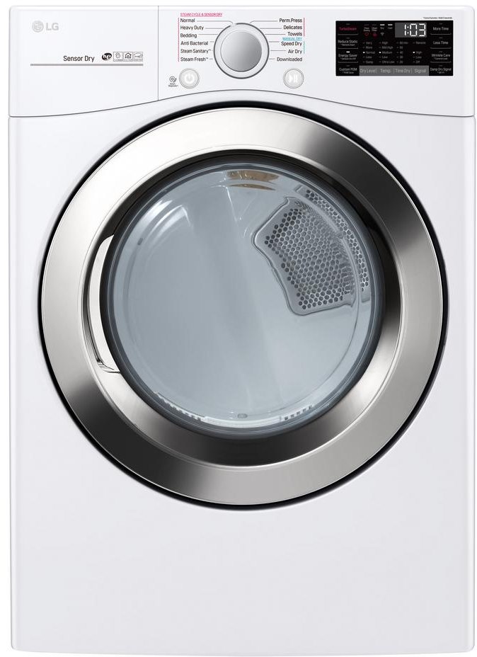 DLEX3700W LG Large Capacity Electric Steam Dryer - 7.4 cu. ft. White-1