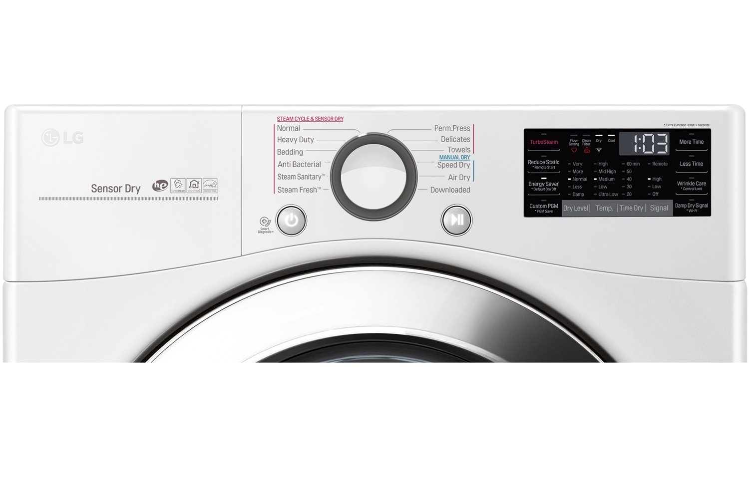 DLEX3700W LG Large Capacity Electric Steam Dryer - 7.4 cu. ft. White-2