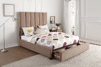 Contemporary Brown Queen Upholstered Platform Bed - Chenille