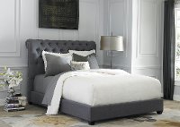 Traditional Gray Queen Upholstered Sleigh Bed - Chesterfield