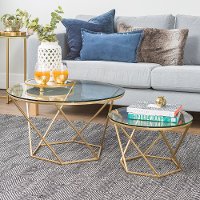 Geometric Nesting Gold and Glass Coffee Tables