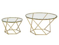 Geometric Nesting Gold and Glass Coffee Tables-2