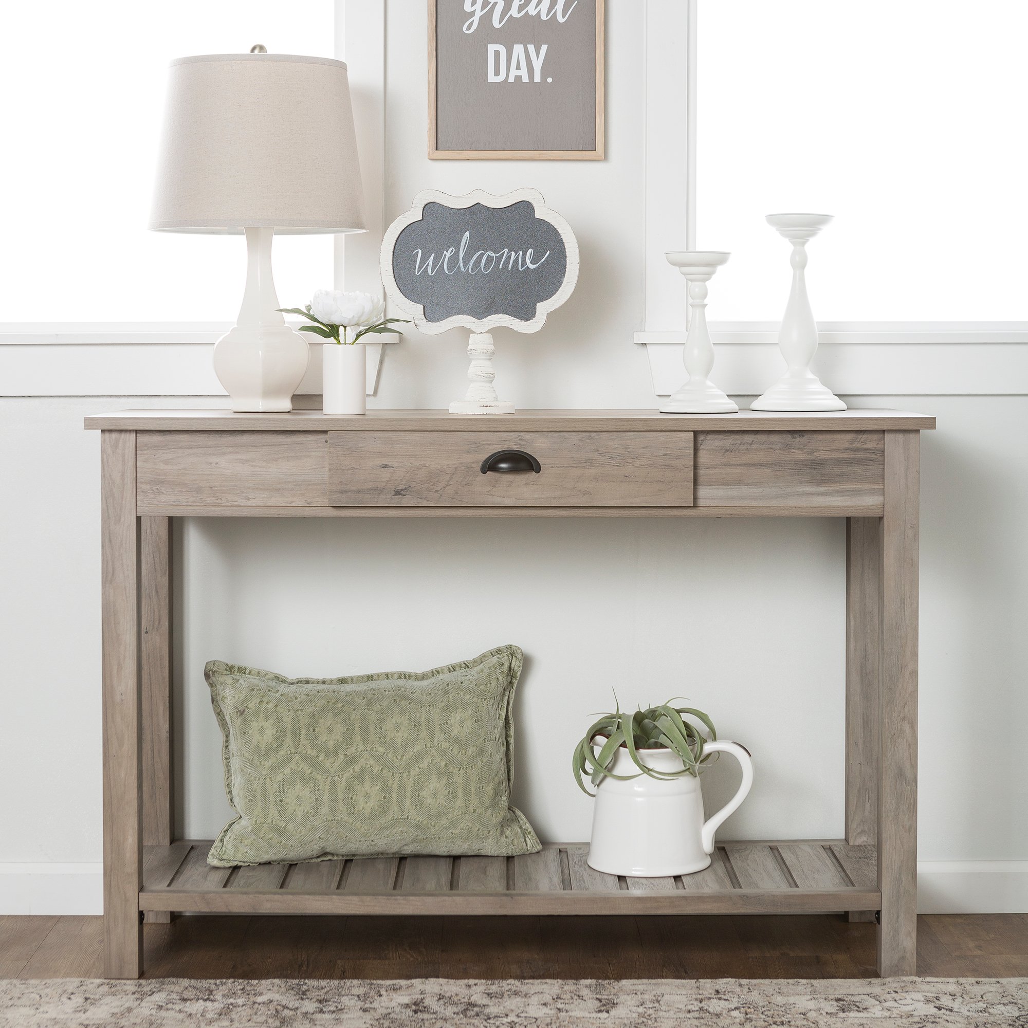 AF48CYETGW Country Style Rustic Gray Sofa Table-1