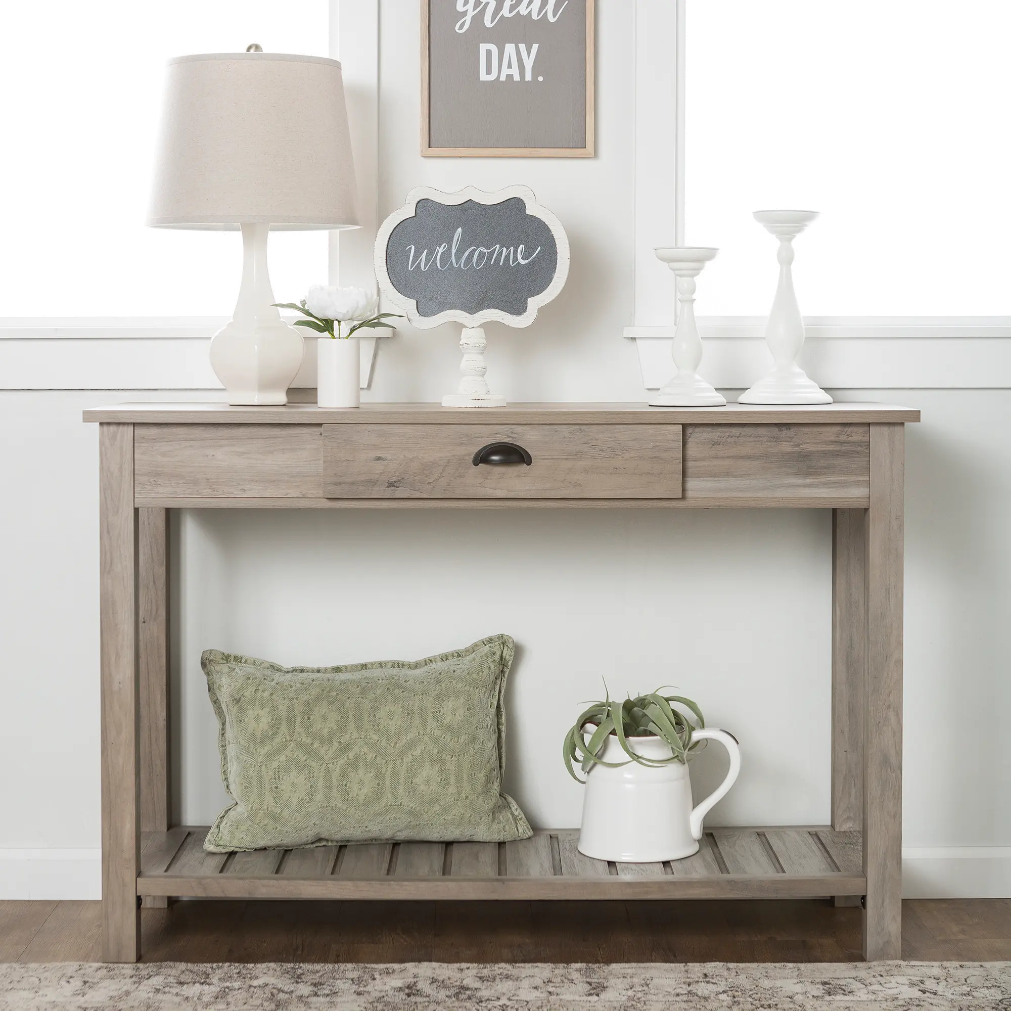 AF48CYETGW Country Style Rustic Gray Sofa Table-1
