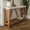 AF52AFTMNW Rustic White Faux-Marble Sofa Table with Walnut Base - Walker Edison