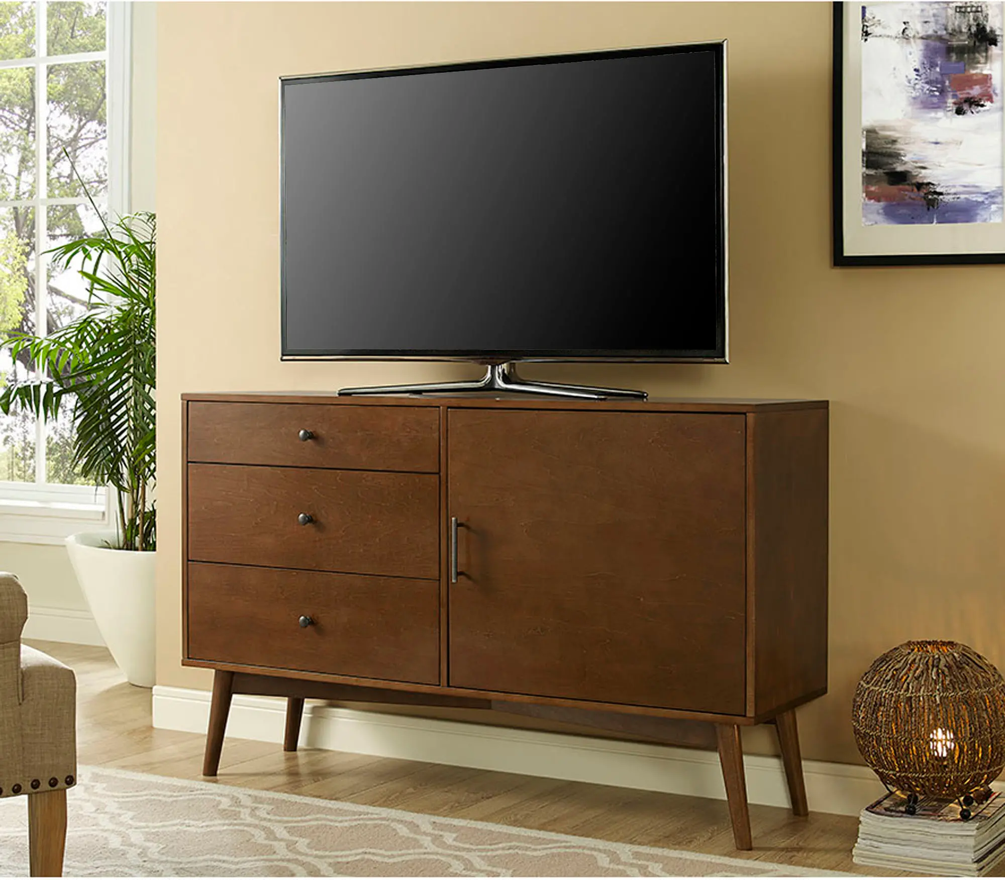 AH52CMCWT 52 Inch Retro Dark Brown TV Stand - Angelo-1