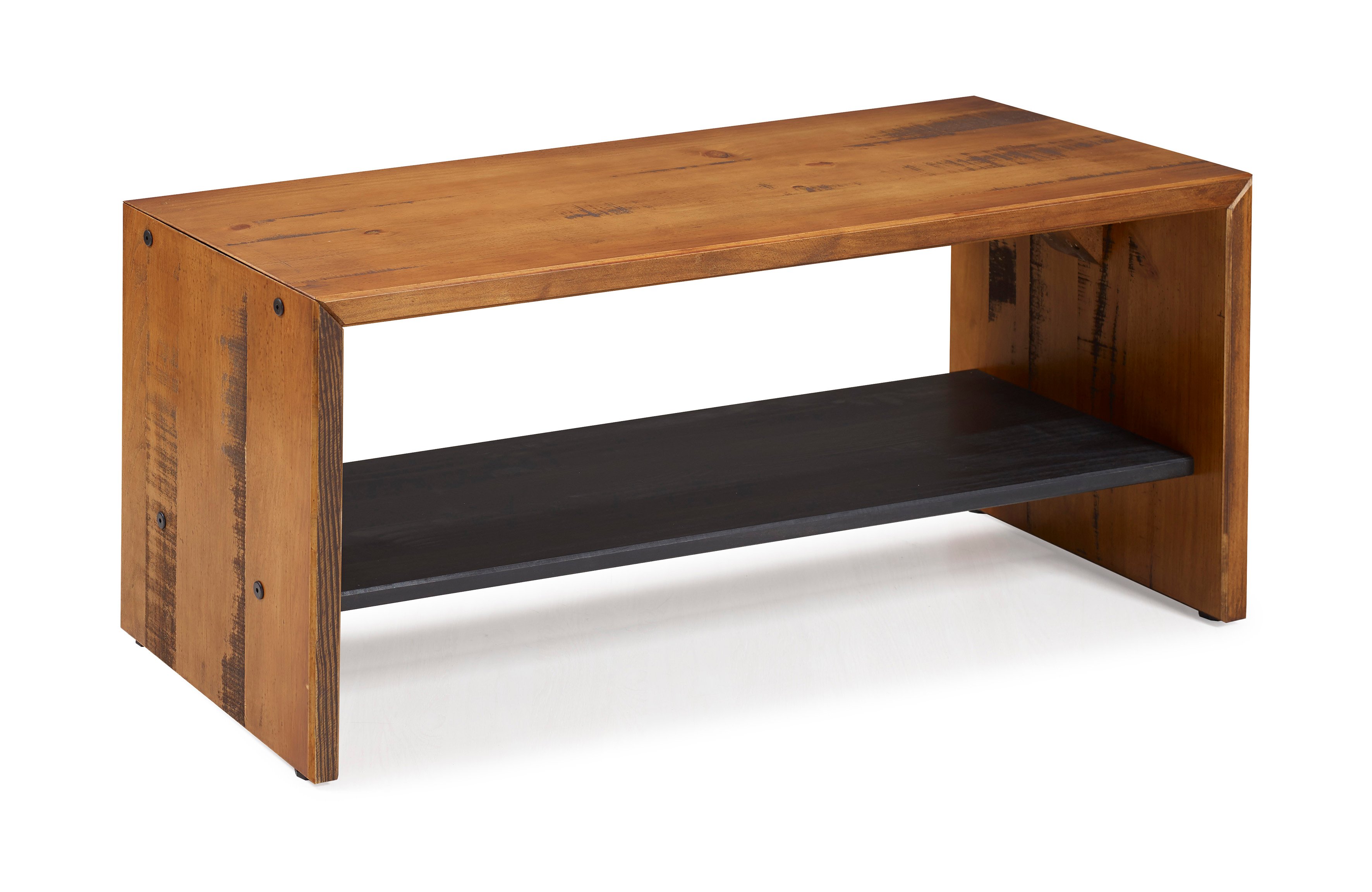 B42ALPAM 42 Inch Rustic Amber Brown Reclaimed Wood Entry Bench-3