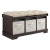 Espresso Brown Wood Storage Bench-3