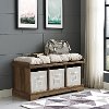 Rustic Oak Wood Storage Bench-1