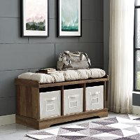 Rustic Oak Wood Storage Bench