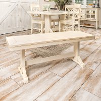Millwright Antique Cream Wood Dining Bench