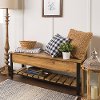 Open-Top Barnwood Storage Bench with Shoe Shelf - Barnwood