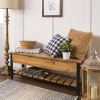 Open-Top Barnwood Storage Bench with Shoe Shelf - Barnwood