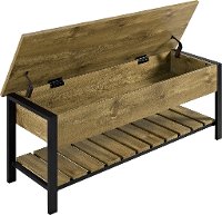 Open-Top Barnwood Storage Bench with Shoe Shelf - Barnwood-4