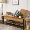 B48PCSBBW Open-Top Barnwood Storage Bench with Shoe Shelf - Walker Edison