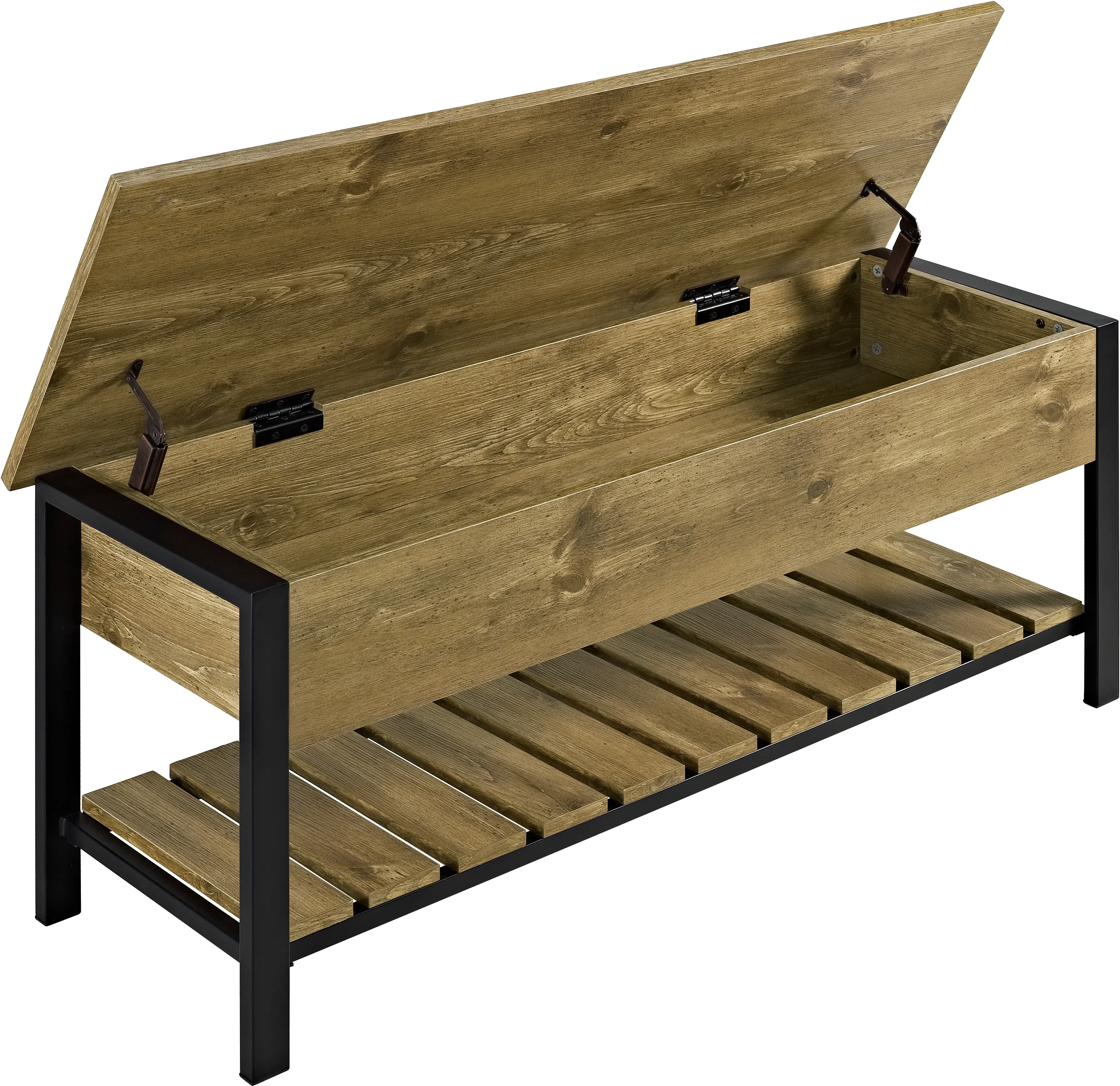 B48PCSBBW Open-Top Barnwood Storage Bench with Shoe Shelf-4