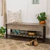B48PCSBGW Open-Top Gray Wash Storage Bench with Shoe Shelf - Walker Edison