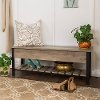 Open-Top Gray Wash Storage Bench with Shoe Shelf