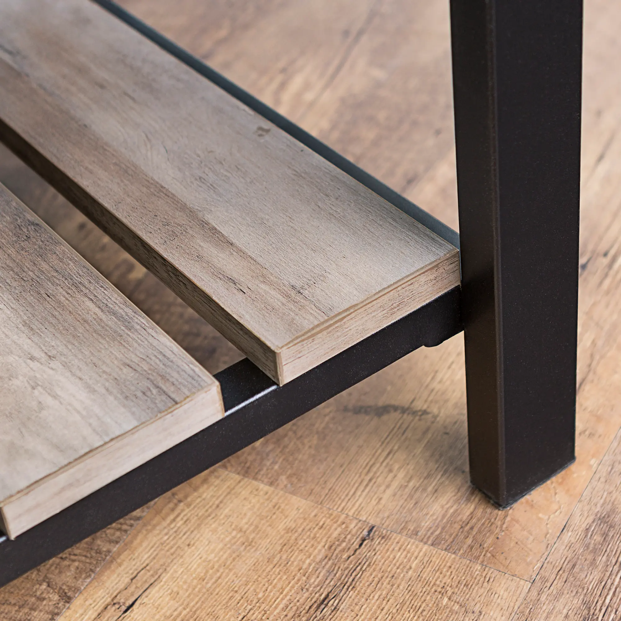 B48PCSBGW Open-Top Gray Wash Storage Bench with Shoe Shelf-3