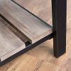 Open-Top Gray Wash Storage Bench with Shoe Shelf-3