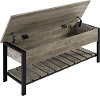 Open-Top Gray Wash Storage Bench with Shoe Shelf-4