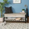 B48PCSBWO Open-Top White Oak Storage Bench with Shoe Shelf - Walker Edison